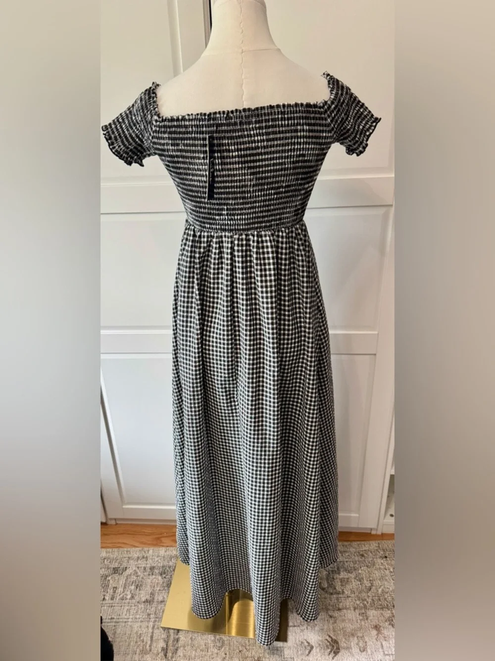 Lulu's Patsy Black & White Gingham Off the Maxi Dress Small NWT Current Style - Picture 8 of 10